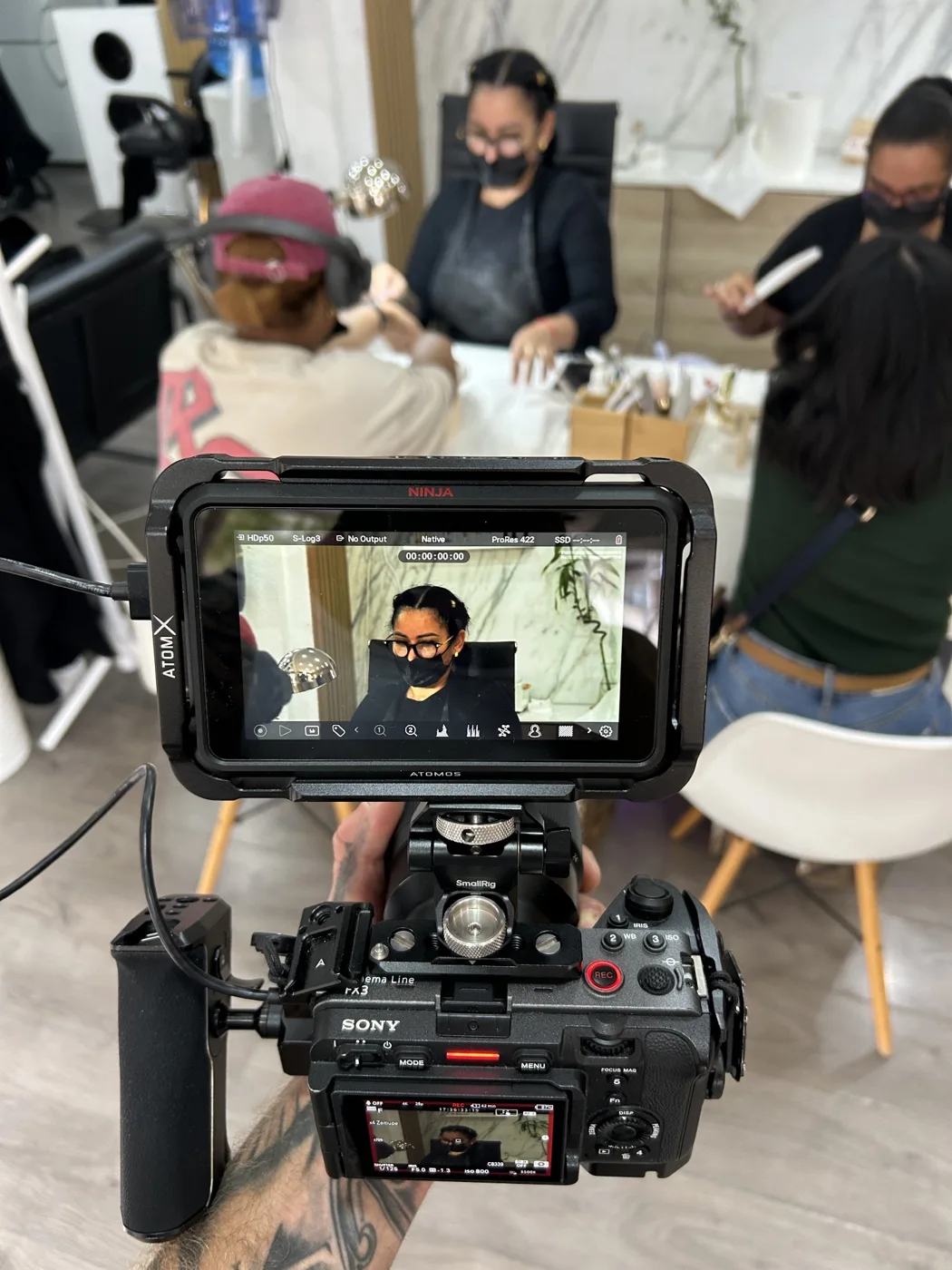Cinema camera at a beauty shoot