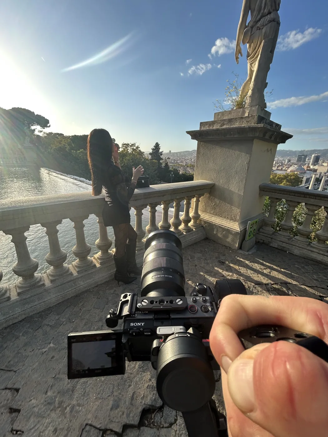 Filming outdoors on location